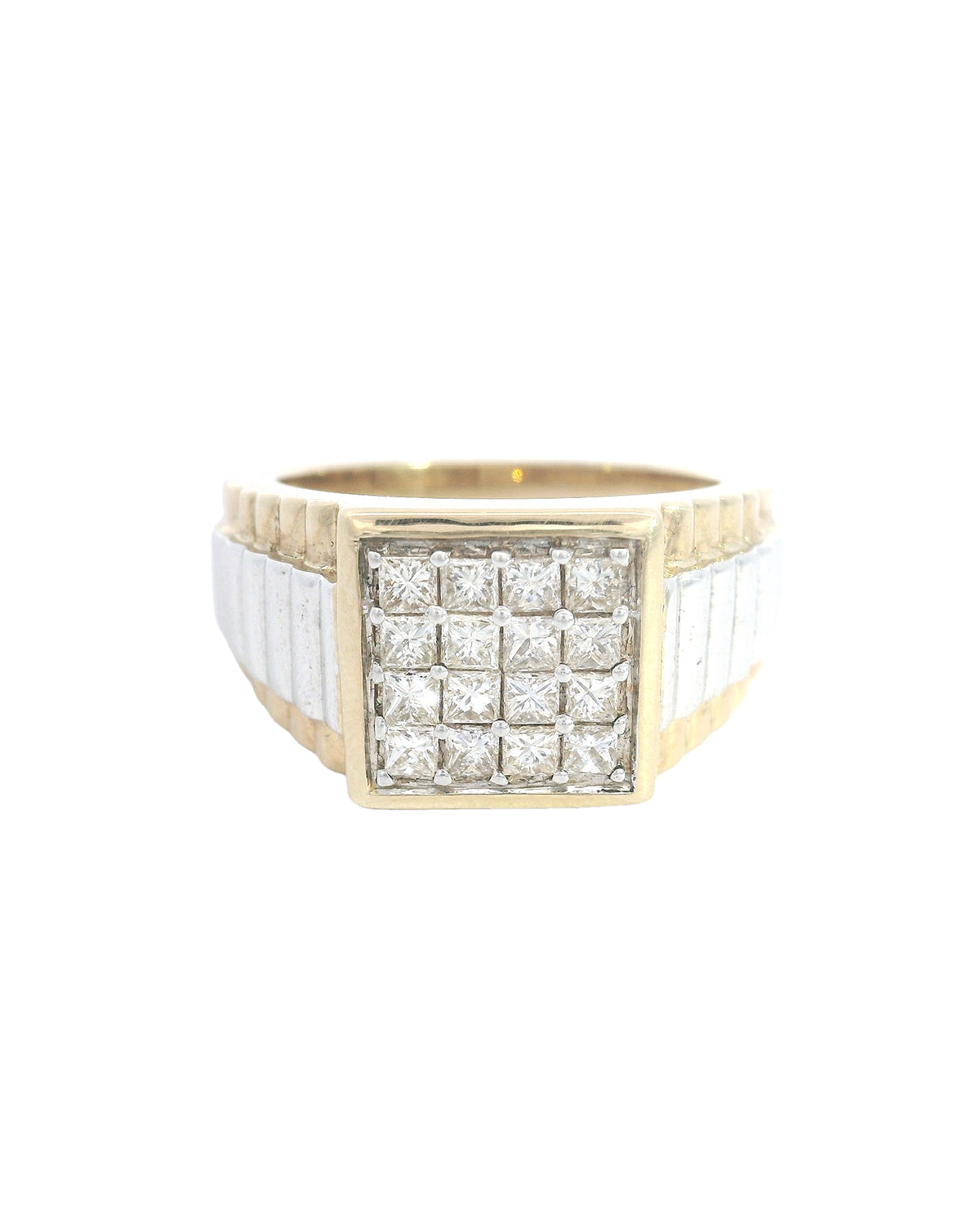 Presidential Square Diamond Ring 9kt Yellow Gold