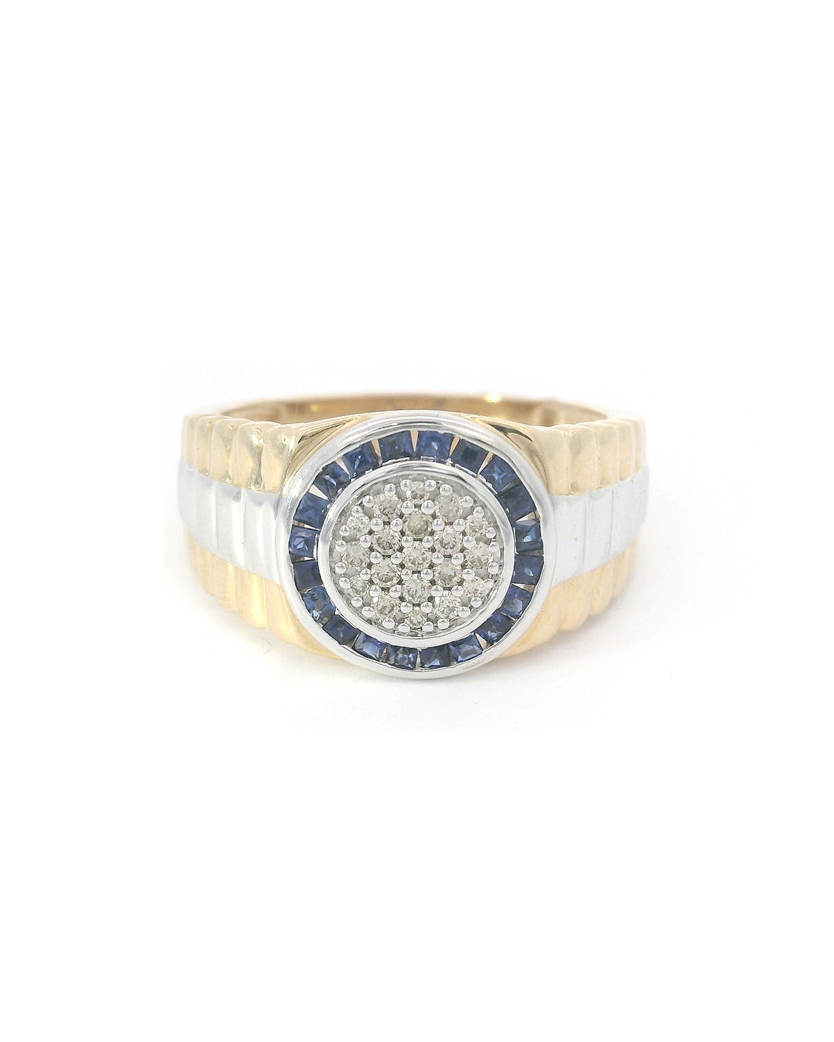 Presidential Diamond and Sapphire Ring 9kt Gold