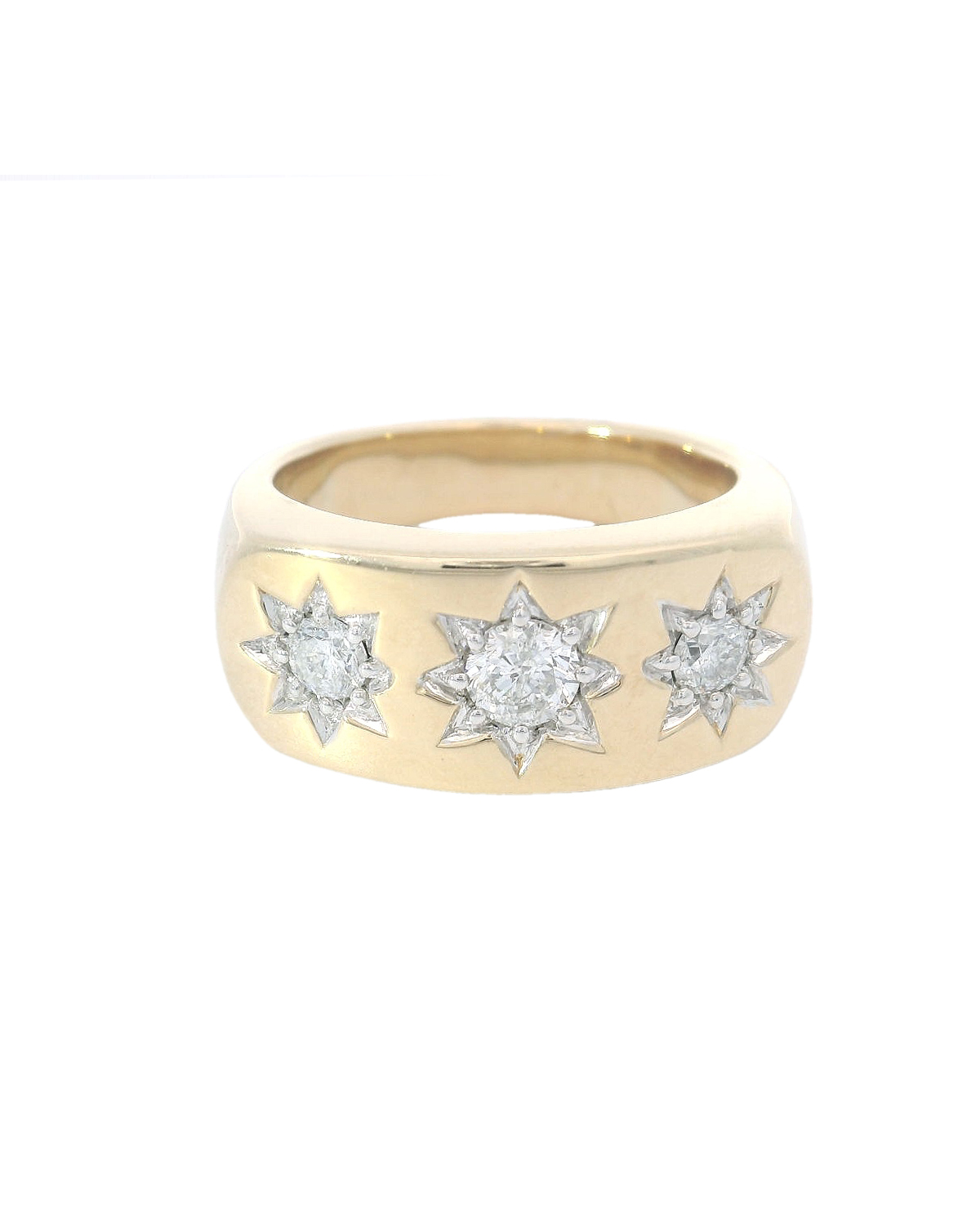 Star Set 3 Stone Diamond Ring 9KT YELLOW GOLD