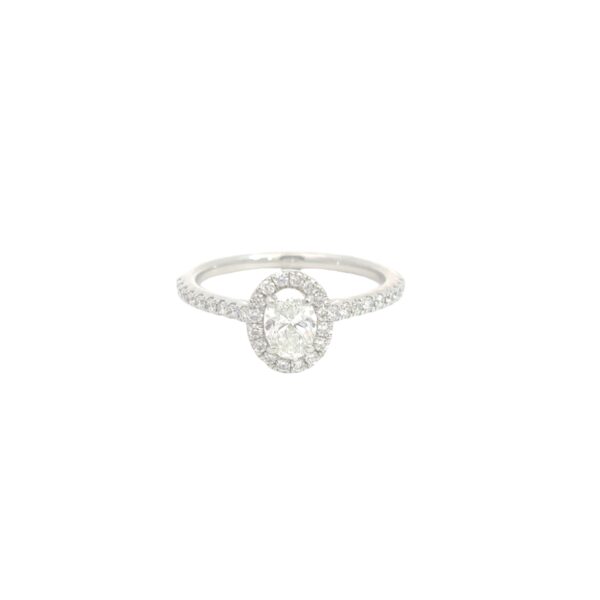 0.85ct Platinum Oval Shape Halo-Set Ring