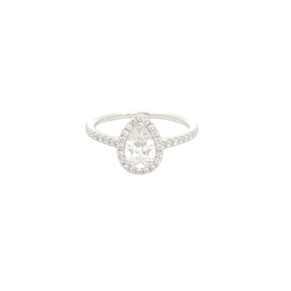 1.05ct Platinum Pear Shape Halo-Set Engagement Ring