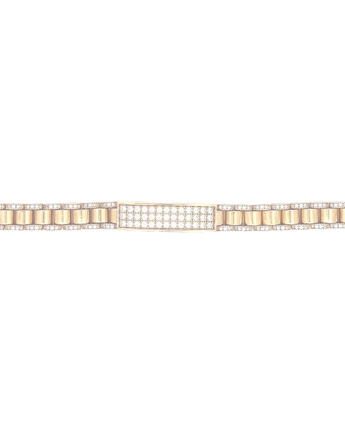 Children's CZ Nameplate Presidential Bracelet 9KT Yellow Gold