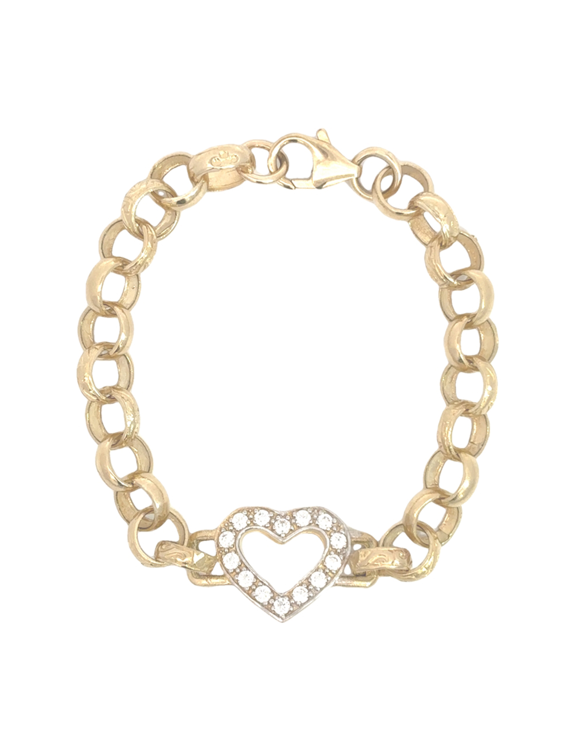 Children's CZ Heart Belcher 9kt Yellow Gold